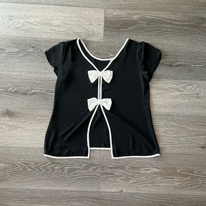 Black and white bow blouse Heartsoul